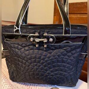 Vera Bradley Black Quilted Tote Bag- silver accents- Pre-Owned-Excellent Bag-